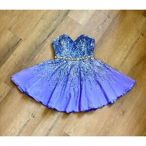 Vintage Y2K Purple Silk Small Sequin Bustier Mini Dress Corset Prom Sherri Hill
